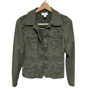 Army green Ann Taylor LOFT jacket Button up